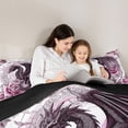 thumbnail image 4 of Erosebridal Teens Magical Dragon Full Size Comforter Sets 3 Pieces,Boys Girls Chic Floral Roses Bedding Sets,Black Pink,Black Reversible, 4 of 6
