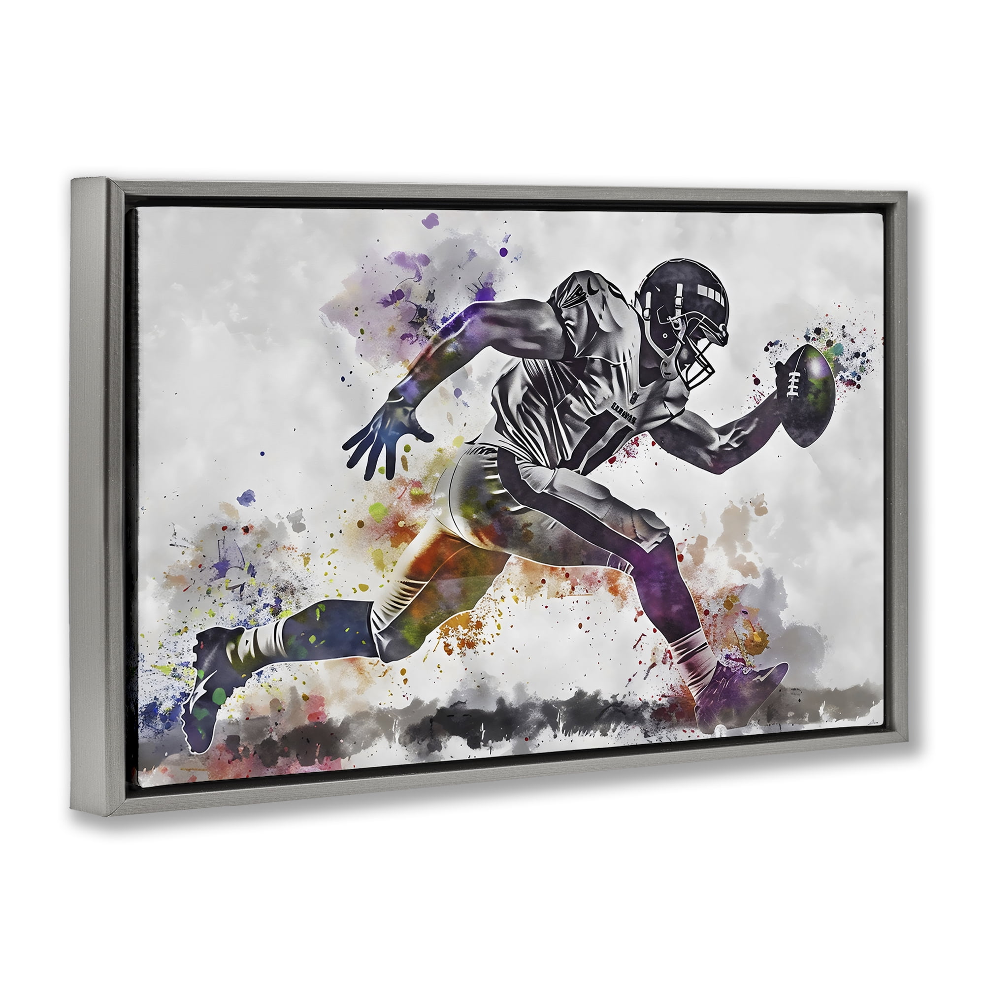 Stupell Industries Endurance Football Sprint Gray Framed Floater Canvas Wall Art, design by Creative Studio