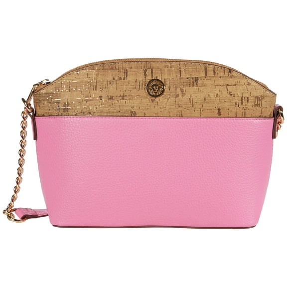 Anne Klein Curved Top Zip Crossbody Pink One Size