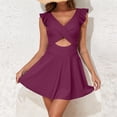 thumbnail image 2 of MSJUHEG Ruched Skirt Bathing Suit,Push Up Swim Dresses with Bottom,One Piece Swimsuit with Skirt,Ruffle Cutout Swimdress,Skirt Bathing Suit,Tummy Control Bathing Suits, Purple L, 2 of 6