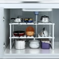 thumbnail image 2 of White Simple 2-Tier Under Sink Expandable Cabinet Shelf Organizer Rack for Kitchen Bathroom Storage, 2 of 5