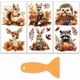 thumbnail image 1 of Set de 3 calcomanías de animales otoñales para muebles y manualidades (6x12 pulgadas): ardilla y conejo. Incluye espátula., 1 of 9