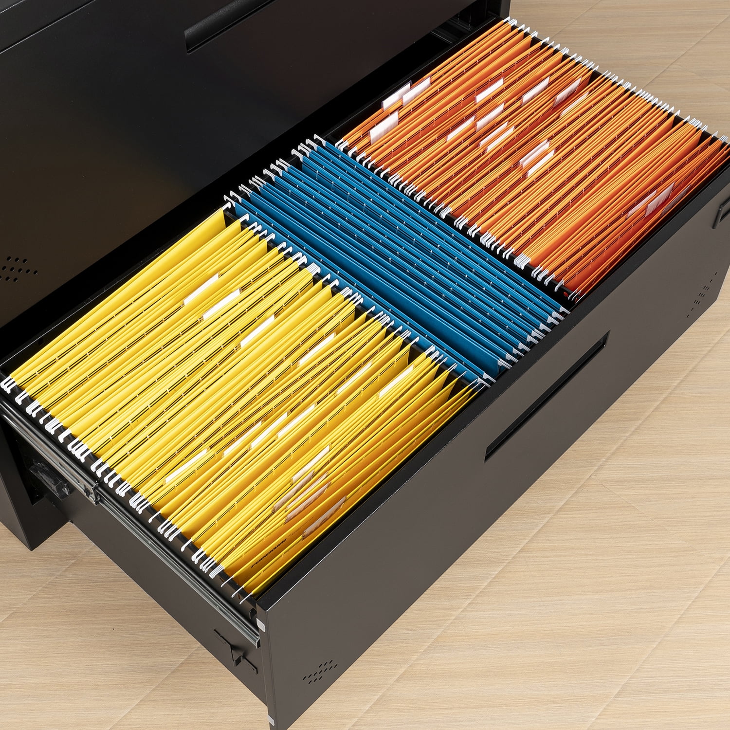 Kadyn Lateral File Storage Cabinet, 2 Drawer Filing Cabinet for Legal/Letter A4 Size, Steel Office Wide File Cabinet with Lock, Black Kadyn Lateral File Storage Cabinet, 2 Drawer Filing Cabinet for Legal/Letter A4 Size, Steel Office Wide File Cabinet with Lock, Black