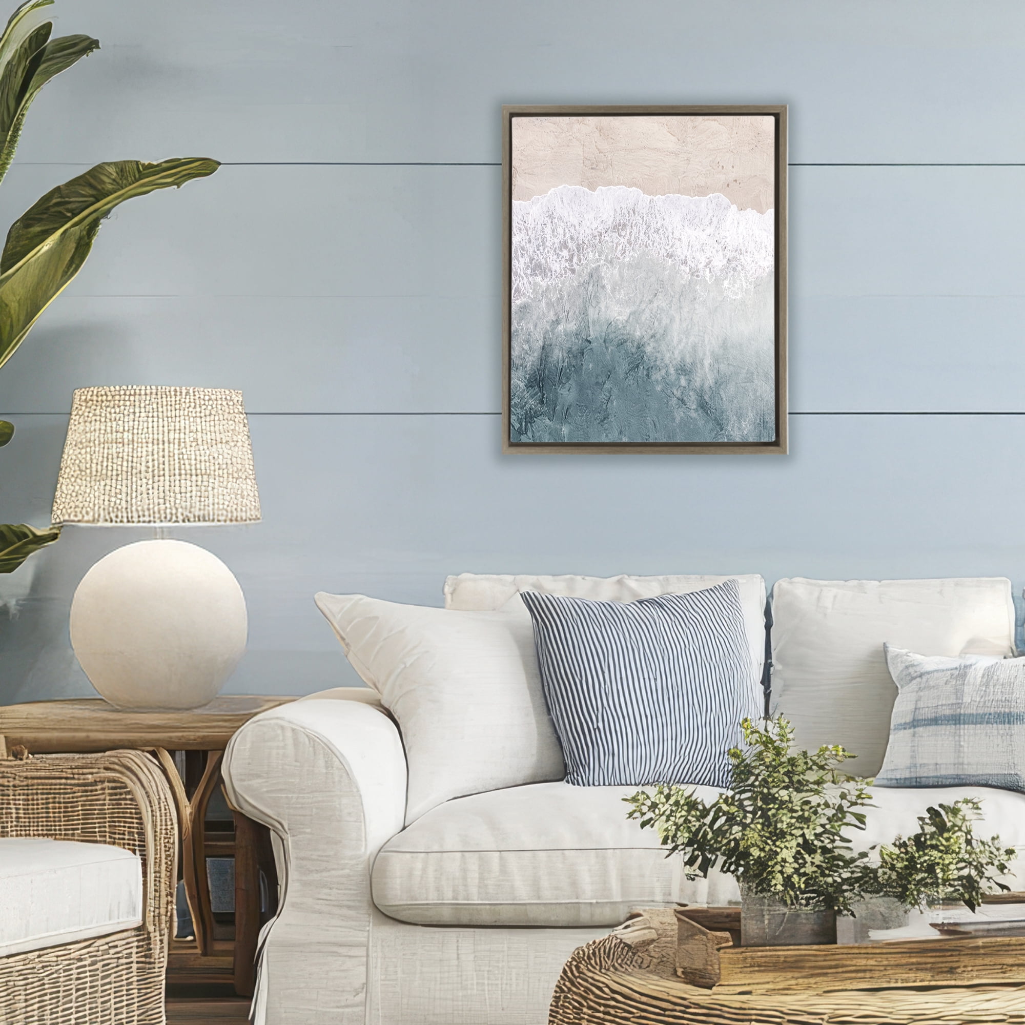Stupell Industries Beach Top Shore Brown Framed Floater Canvas Wall Art, design by Kim Allen