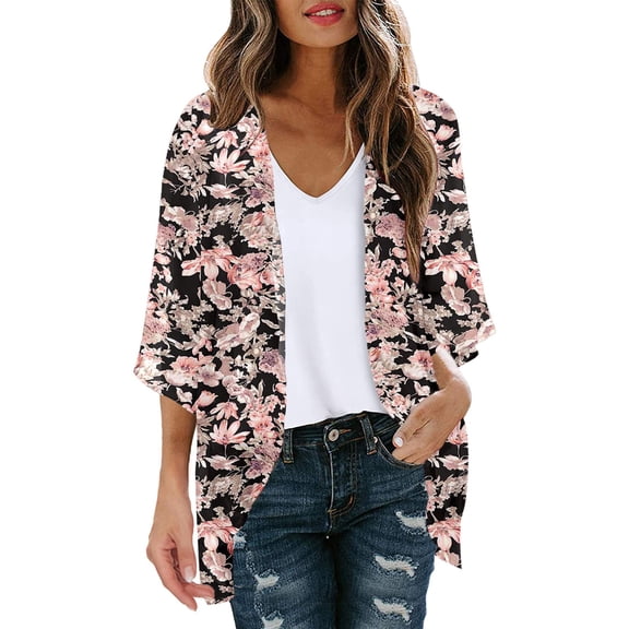 Ketyyh-chn99 Women's Plus Size 3/4 Sleeve Lightweight Crochet Shrug Knit Sweater Tops Pink,XL