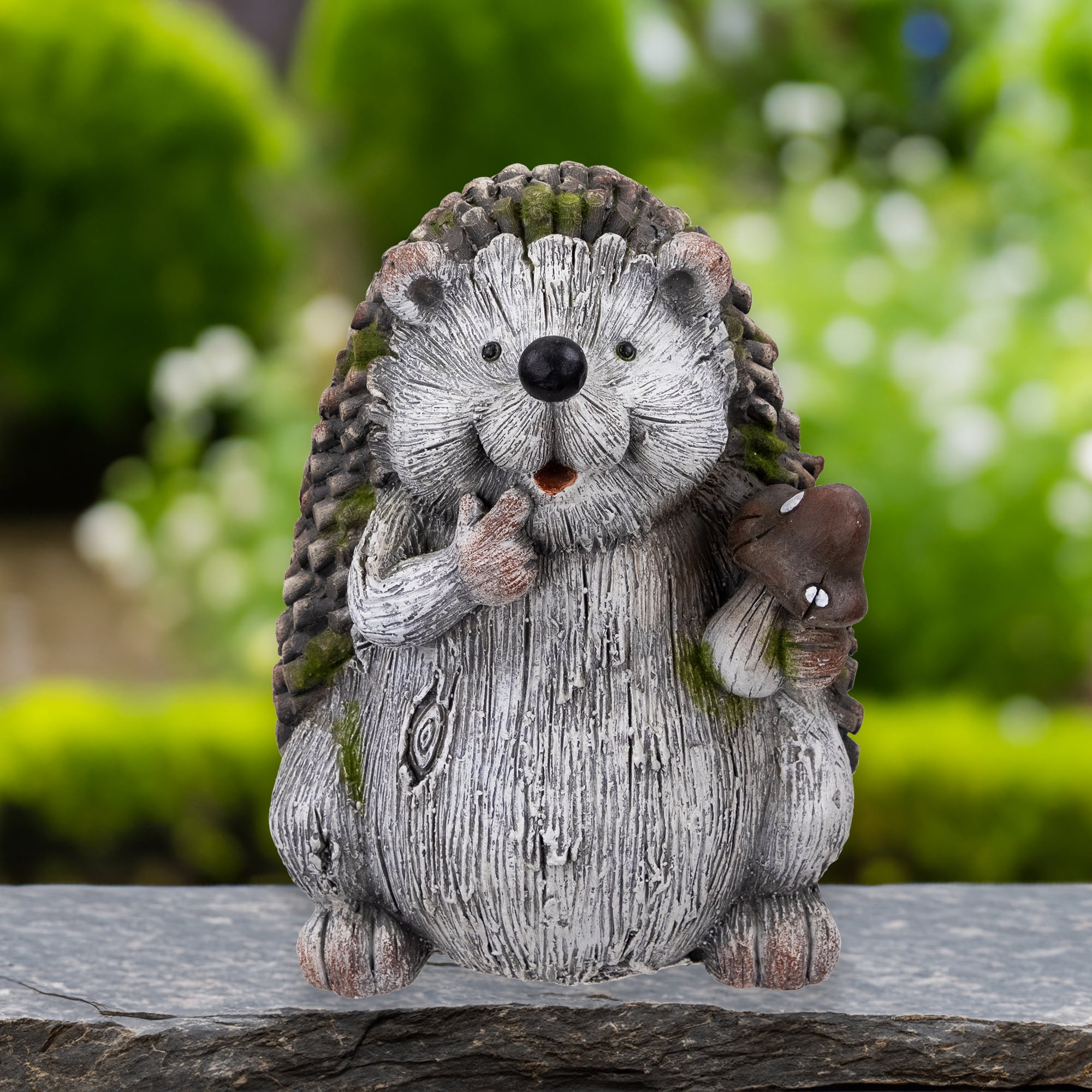 Northlight Hedgehog Holding Mushroom Outdoor Garden Statue - 8.5"