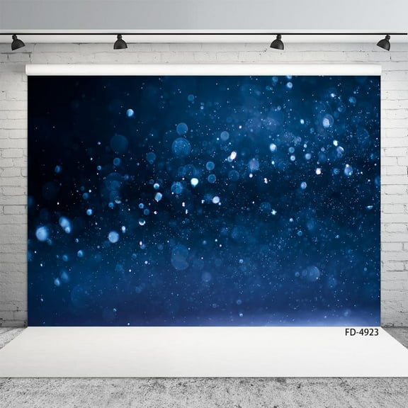 Photo Backdrop Dark Blue Glitter Bokeh Flare Custom Background for Baby Shower Children Prom Party Photoshoot Photography Props