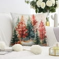 thumbnail image 3 of Merry Christmas Watercolor Tree Throw Pillows Cover Square Square Cushion Covers Set of 2 Fashion Pillowcase for Couch Sofa Bed Farmhouse, 3 of 7