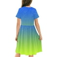thumbnail image 5 of Fjofpr Girls Dresses $ 10.00 Toddler Kids Girls Cute Gradient Color Print Short Sleeve Stretchy Dress A Line Dress（4-14Years）, 5 of 7