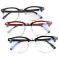 thumbnail image 4 of 3 piezas de gafas de metal con marco medio, gafas retro con bloqueo de luz azul para hombres y mujeres, 4 of 15
