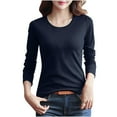 thumbnail image 2 of Women's Tops Long Sleeve Under $10 Free Shipping Fashionable Solid Color T-shirt Round Neck Top/shirt, 2 of 4