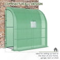 thumbnail image 3 of Miekor Furniture 7' x 3' x 7' Lean to Greenhouse, Walk-In Green House, Plant Nursery with 2 Roll-up Doors and Windows, PE Cover and 3 Wire Shelves, Green No.9796, 3 of 8