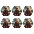 thumbnail image 2 of Pofeuu Meditating Golden Retriever Print Leather Coasters Set of 6, Round Cups Mugs Mat Pad for Home Kitchen Heat Resistant Drink Coasters,Hexagon, 2 of 7