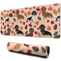 Long Mouse Pads for Desk,Fall Dachshund and Pumpkin Desk Mats on Top Of Desks, Desk Mouse Pad Extra Large with 3mm Non-Slip Base and Stitched Edge for Gaming,Office,Work,Home 31.5"x11.8"