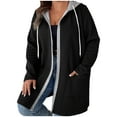 thumbnail image 2 of Tawop Women Jacket Pockets Loose with Hood Zip Women's Jackets for Winter Outwear Plus Size Long Sleeve Fashion, 2 of 6