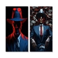 thumbnail image 2 of Designart "Portrait Man in Red and Blue with Hat" Man Wall Art Set Of 2 - Glam Red Gallery Set For Office Decor, 2 of 6