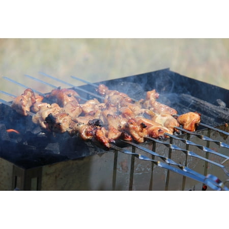 LAMINATED POSTER Food Barbeque Food On Fire Mongolian Barbeque Poster Print 11 x