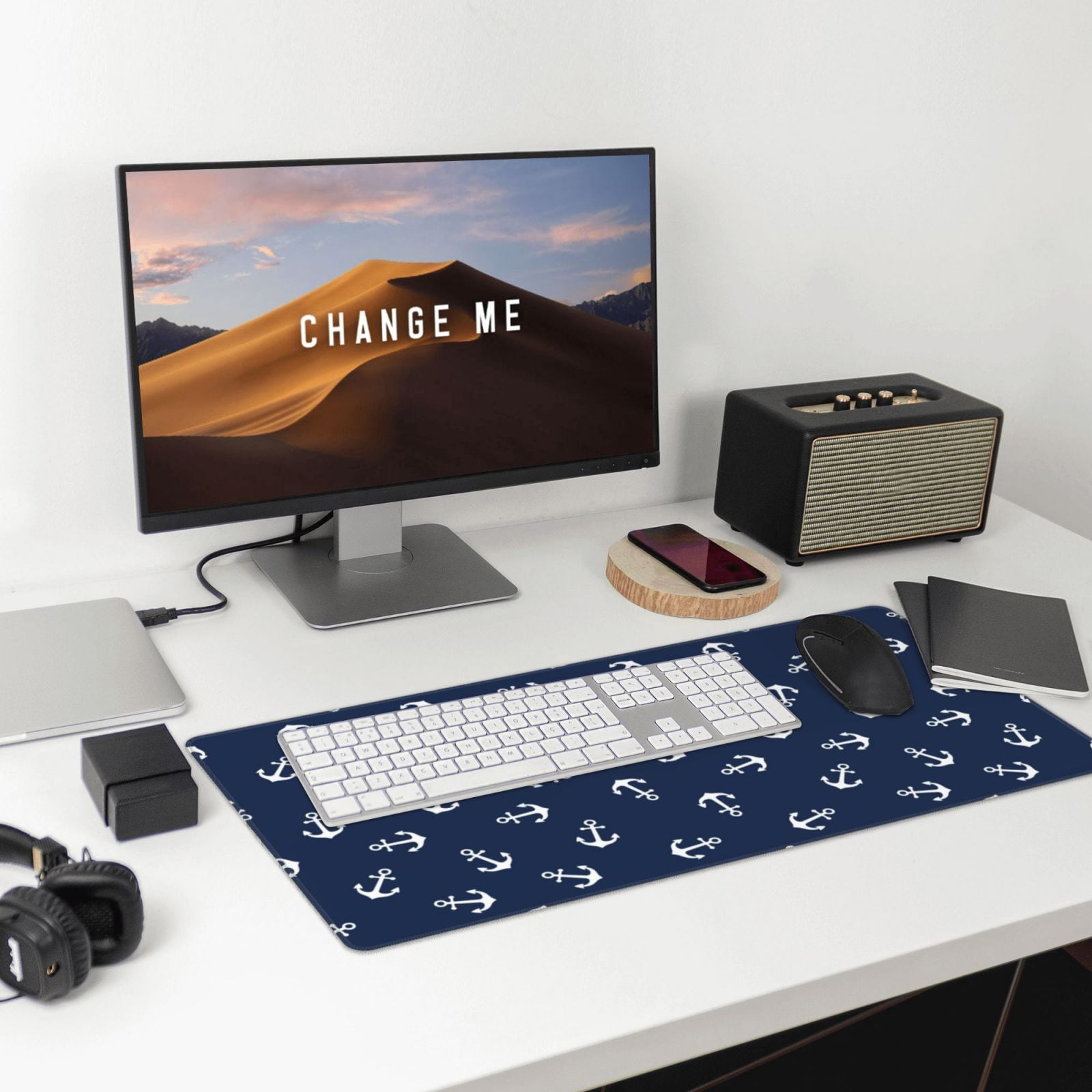 Kdxio Nautical Themed Simple Anchors Print Large Gaming Mouse Pad,Non-Slip Base,Water Resist Keyboard Pad for Gamer,Office & Home,29.5 x 15.8 in