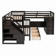 thumbnail image 3 of Bellemave L Shaped Triple Bunk Bed with Stairs, Wood Twin Over Full Bunk Bed with Desk and Wardrobe, Bunk Beds Frame with 3 Storage Drawers for 3 Teens（Espresso）, 3 of 9