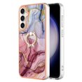thumbnail image 2 of SaniMore for Samsung Galaxy S22 Case, Marble Pattern 3 in 1 Heavy Duty Shockproof Full Body Hard PC+IMD Bumper Drop Protective Women Girls Cover Rotating Ring Bracket Stand for Galaxy S22, Rose, 2 of 10