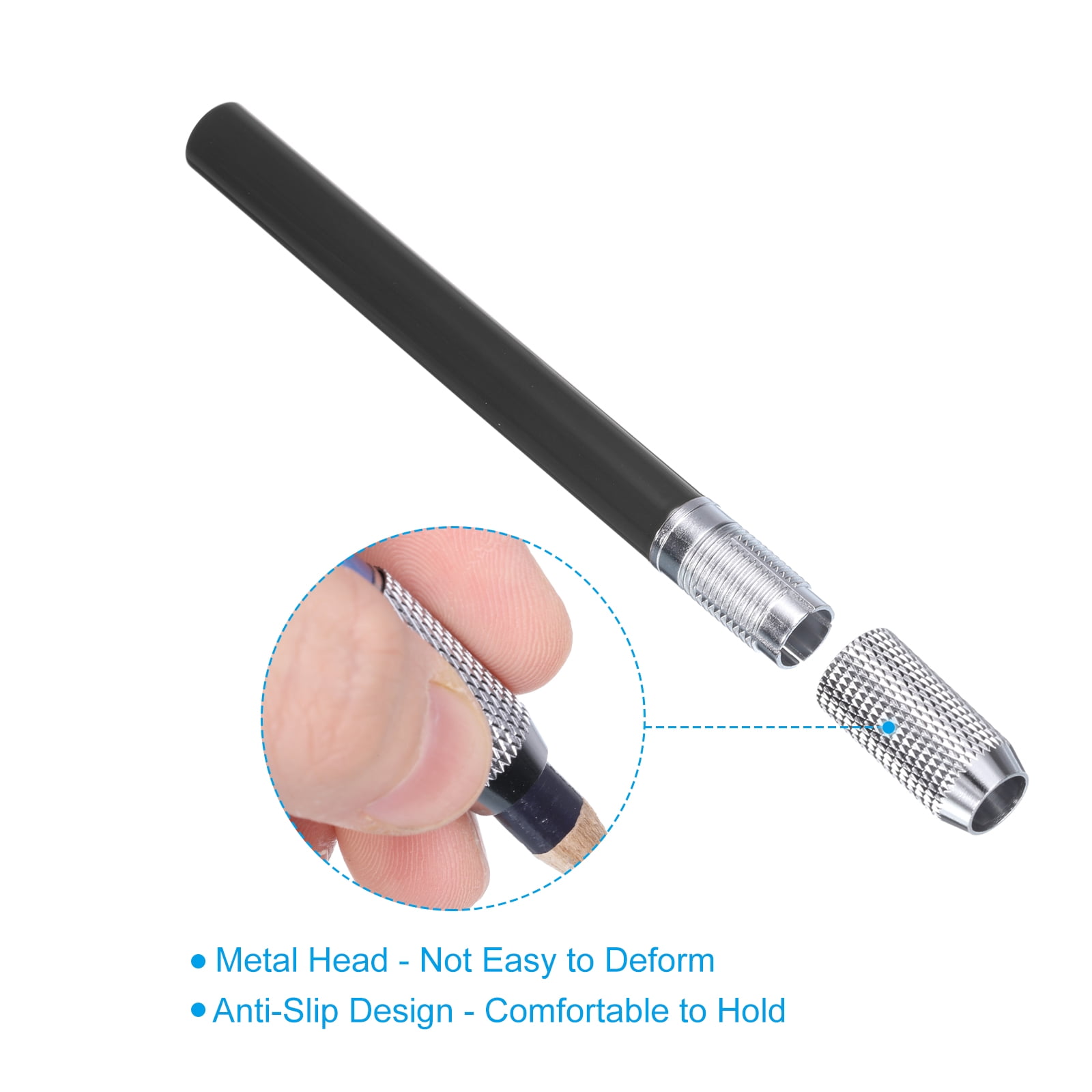 Unique Bargains Durable Pencil Extenders Adjustable Metal Holder Lengthener Black