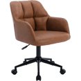 thumbnail image 3 of Modern PU Leather Office Desk Chair with Armrest, Height Adjustable Wide Seat Computer Task Chair for Home Office, Mid Back Accent Chair, Brown, 3 of 12