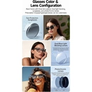 AI Smart Glasses, 800W Camera & 1080P Video, Smart Glasses with Camera and Bluetooth, AI Glasses for Calls & Musi,UV Protection,Anti-Blue Light Glasses Everyday Wear