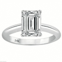 3Ct Emerald Lab Grown Diamond (VVS1/G-H) 14k White Gold Solitaire Ring Fine Jewelry for Women Gifts