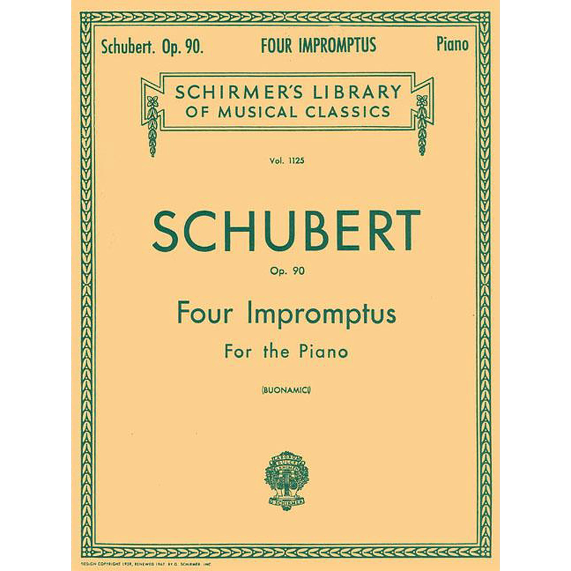 Schubert Four Impromptus for Piano, Op. 90 Schirmer Library of Classics Vol. 1125 Romantic Piano Sheet Music for Early A, (Paperback)