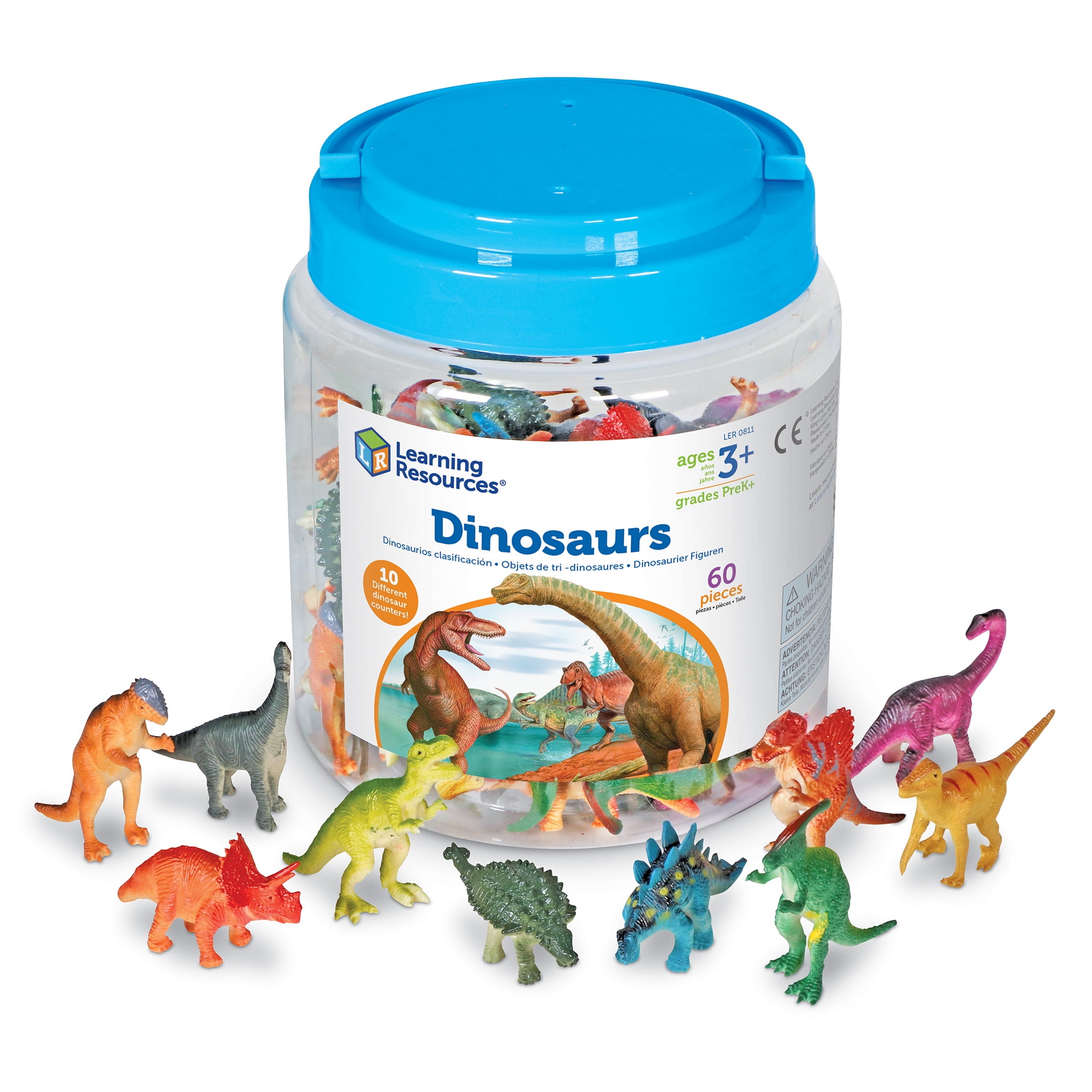 Learning Resources Dinosaur Counters - 60 Pieces, Boys and Girls Ages 3+ Dinosaur Toys, Dinosaurs for Toddlers, Dinosaurs Action Figure Toys