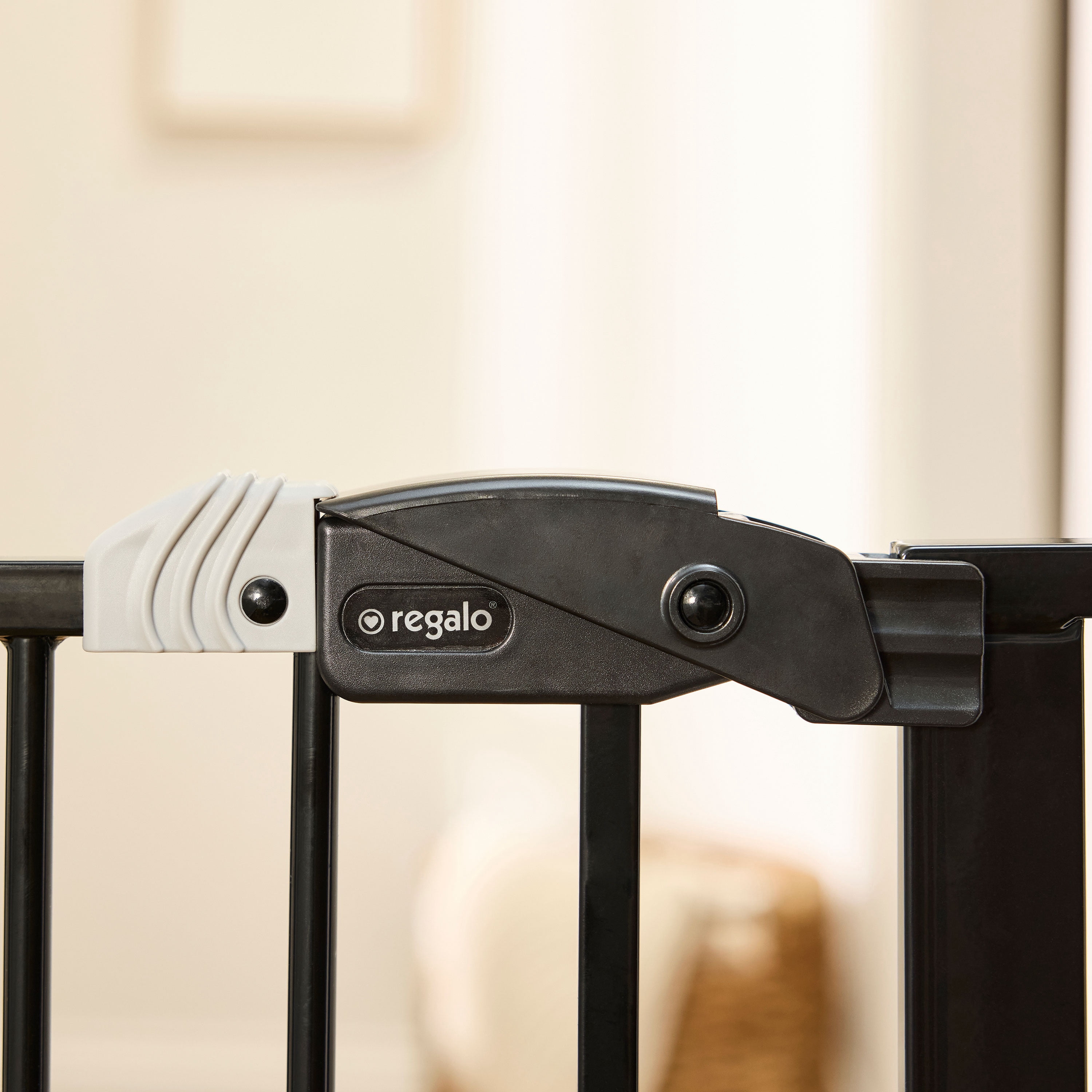 Regalo Easy Step Extra Tall Walk Thru Baby Safety Gate, Fits Openings 29-36.5 Inches, Black