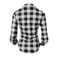 thumbnail image 5 of Besolor Button down Shirts for Women Plaid Long Sleeve Lapel Shirt Slim Fitting Business Casual Tops(X-Large,Black), 5 of 7