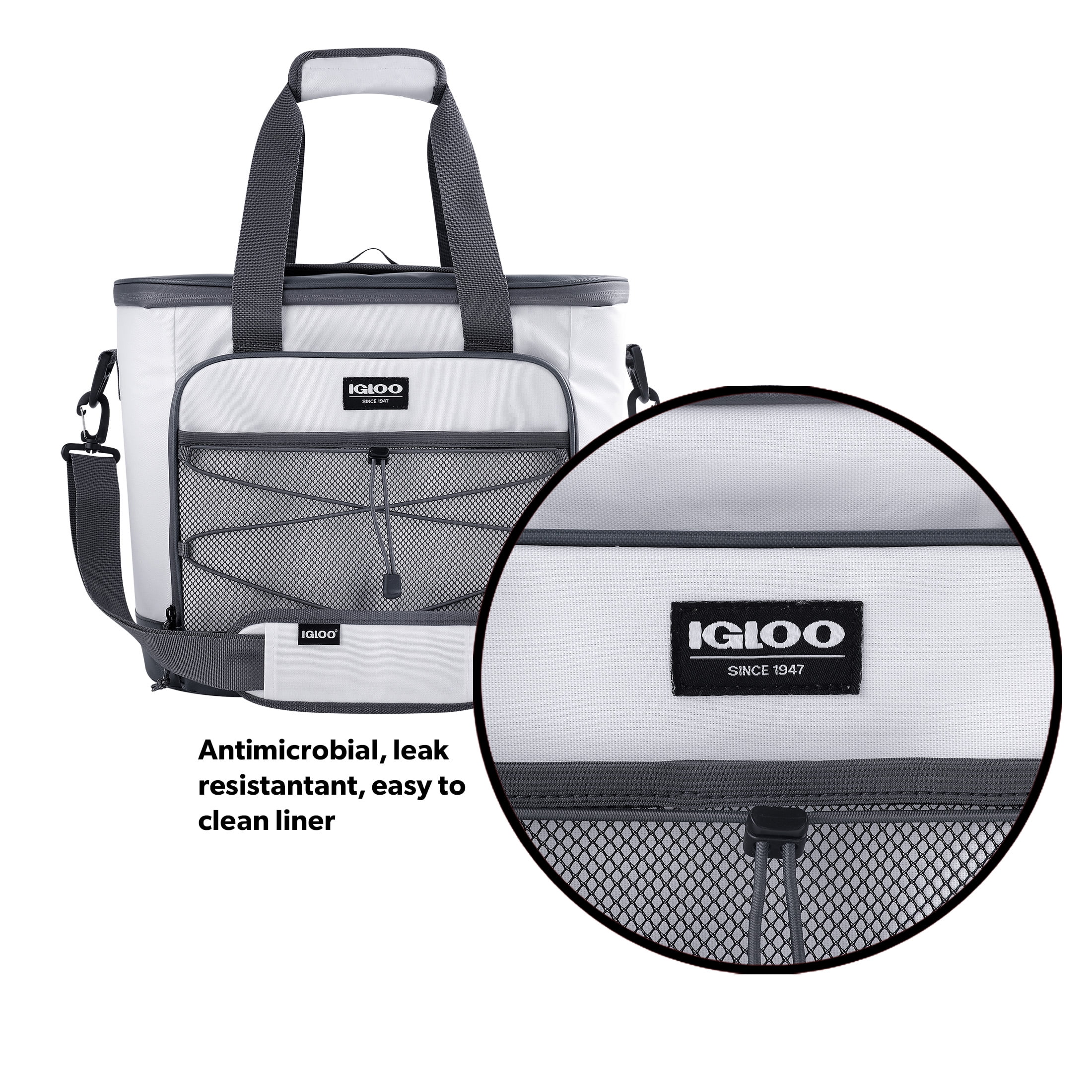 Igloo Marine 28 Can Capacity Soft-Sided Tote Cooler, White and Gray