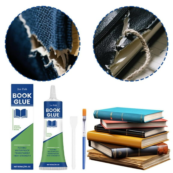 Book Glue, 2 FL.oz X1 Book Adhesive, Clear Book Binding Adhesive, Flexible Paper Glue for Book Repair, Envelopes, Postcards, Paper Craft, Greeting Cards, Invitations, Crafts DIY