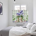 thumbnail image 3 of Spring Easter Kitchen Curtains Window Panels, Purple Floral Summer Botanical Green Plaid Insulated Window Treatment Curtain, Grommet Curtains for Bedroom/Living Room/Bathroom, 2 Piece 52"Wx63"L, 3 of 8