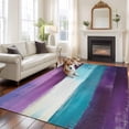 thumbnail image 3 of Purple Turquoise Large Area Rugs for Bedroom Living Room, Soft Non Slip Carpet Bedside Rug, Modern Abstract Oil Painting Art Geometric Rectangle Floor Cover Kitchen Accent Rug 6'x9' for Office, 3 of 9