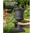 thumbnail image 4 of KFFKFF Plastic Urn Planters, 15.8 x 26.4 Inch, Set of 2 Black Decorative Flower Pots for Indoor & Outdoor Use, Ideal for Weddings, Events, Home, Garden, Balcony, Patio, and Porch Decoration, 4 of 9
