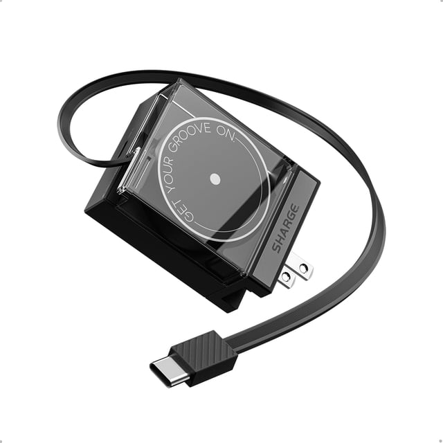 Cargador SHARGE retráctil USB C de 65 W para MacBook Pro/Air negro