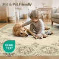 thumbnail image 4 of ODIKA 8'x10' Washable Area Rug Distressed Boho Border Scrolls Ornamental Scroll Trellis Vintage Flowing Dynamic for Dining Room, Large Office, Lounge, Non-Slip Chair-Friendly Mat, 4 of 7