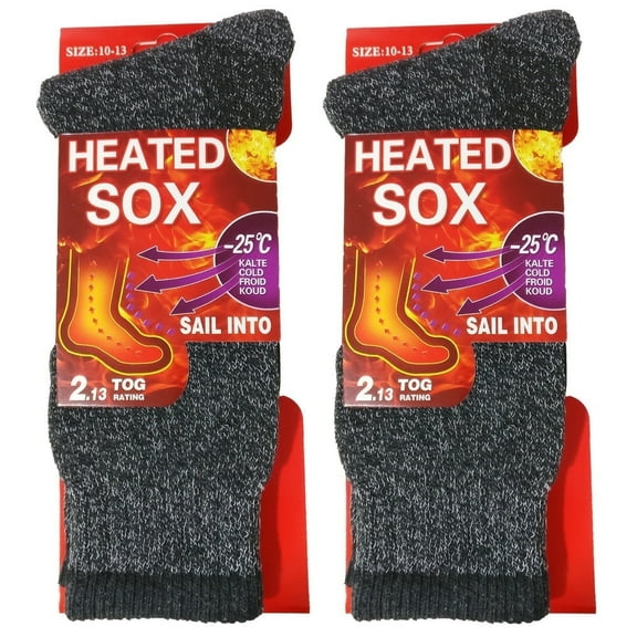 USBingoshop Men's Thermal Socks, 2-Pack, Size 10-13, Winter Heated Warm Boot Socks