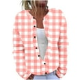 thumbnail image 3 of QATAINLAV Sweaters for Women Long Sleeve Button Down Knit Cardigans Christmas Plaid Open Front Jackets Going Out Tops, Pink, XXXXL, 3 of 6