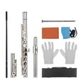 thumbnail image 1 of Flauta Irfora Instrumento de viento de madera 16 agujeros Agujero cerrado Flauta C Llave Flautas de concierto Cuproníquel Plateado con paño de limpieza Guantes de varilla Destornillador Irfora Flauta, 1 of 7