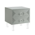 thumbnail image 4 of Lamont Light Grey Side Table - Greek Key Lacquer-Finish, Lucite Leg,, 4 of 9