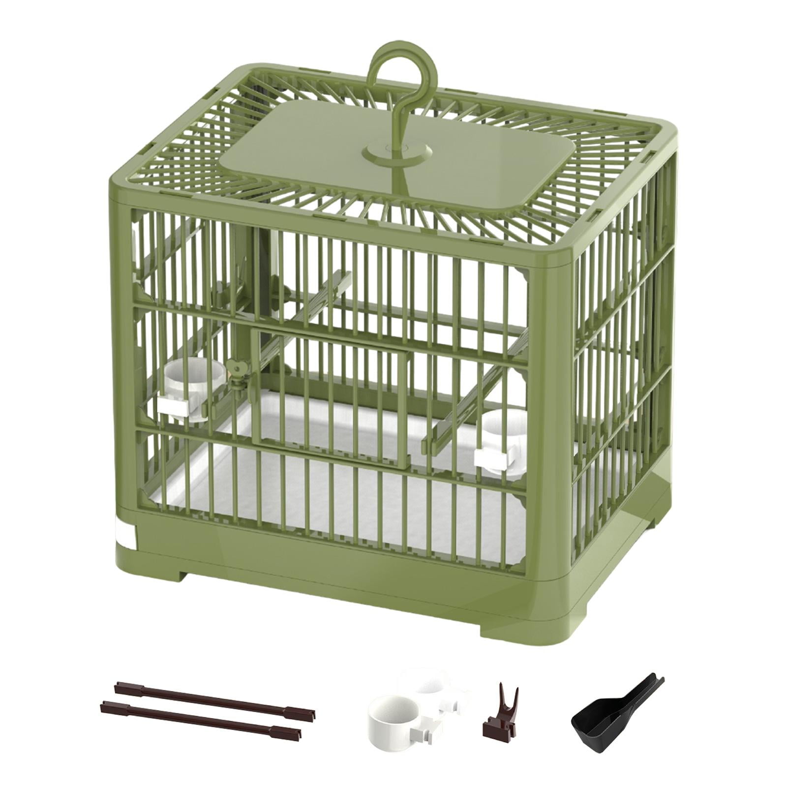 Gazechimp Bird Cage, Portable Birdcage with Standing Pole, Pets Accessories ,Folding Parrot Nest Parrot Travel Cage for Indoor Outdoor green