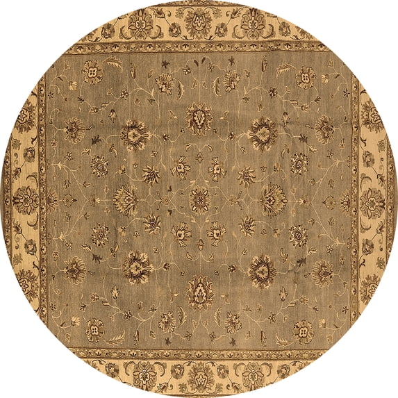 Ahgly Company Indoor Round Oriental Brown Traditional Area Rugs, 3' Round