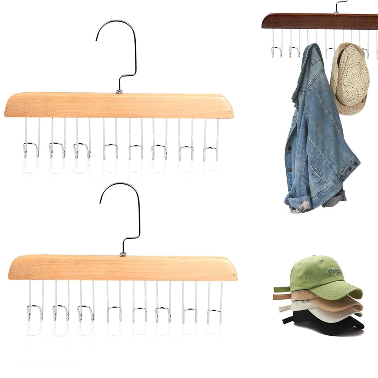 Door Towel Rack 2Pcs Anti Slip Multi Hook Coat Racks Bra Hangers For Closet Organizer With 8 Hooks 360 °Swivel Belt Hanger For Closet For Belt Tie Tank Top Bra Scarf