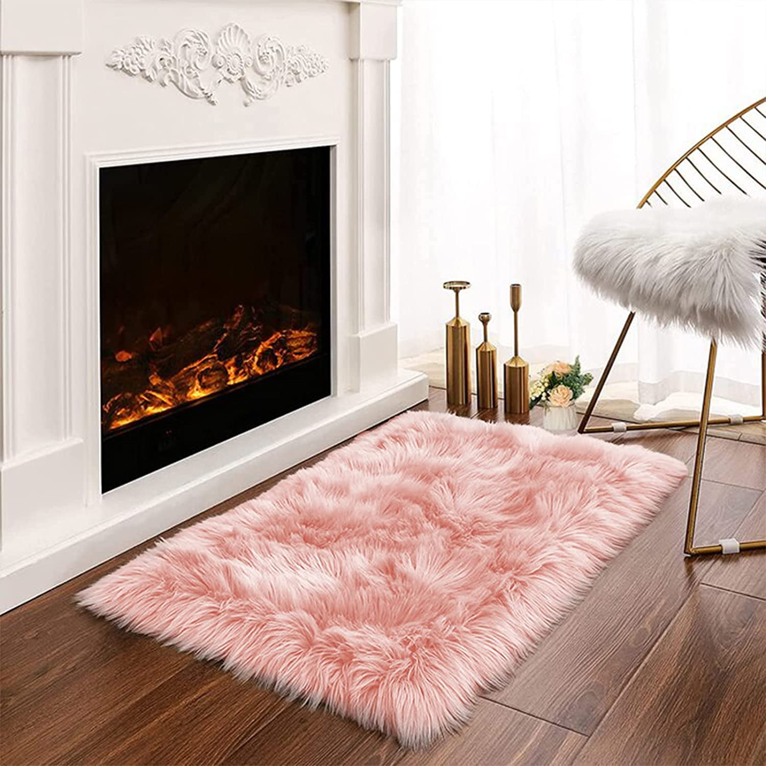 Latepis 2x3 Fur Rug, Faux Sheepskin Rug for Living Room, Fuzzy Rugs for