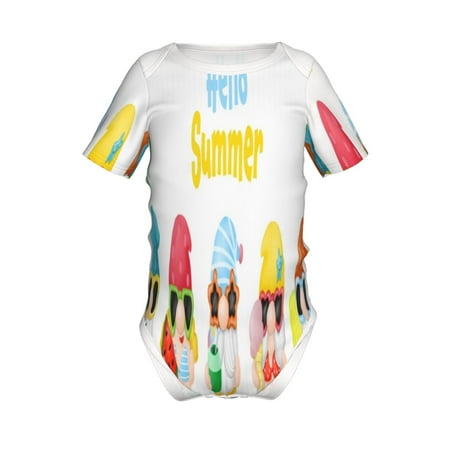 

Lukts Gnomes Summer Beach Print Baby Short Sleeve Romper Onesie for Newborn Baby Boys and Girls-18 Months