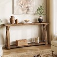 thumbnail image 3 of Tribesigns 63-Inch Narrow Solid Wood Console Table, Farmhouse Entryway Table Behind Sofa with 2-Tier Storage for Entrance, Foyer, Living Room, 3 of 15