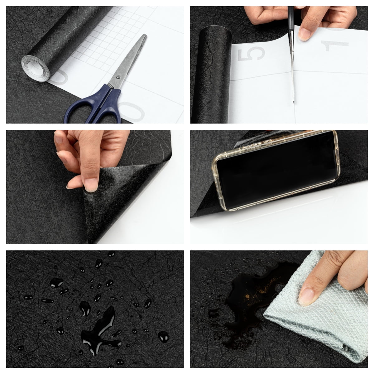 Abyssaly Black Peel and Stick Wallpaper 23.6" x 196.8" Silk Embossed Self Adhesive Removable Wallpaper Peel and Stick
